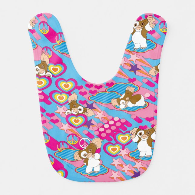 Gizmo | Pink Peace & Love Pattern Baby Bib (Front)