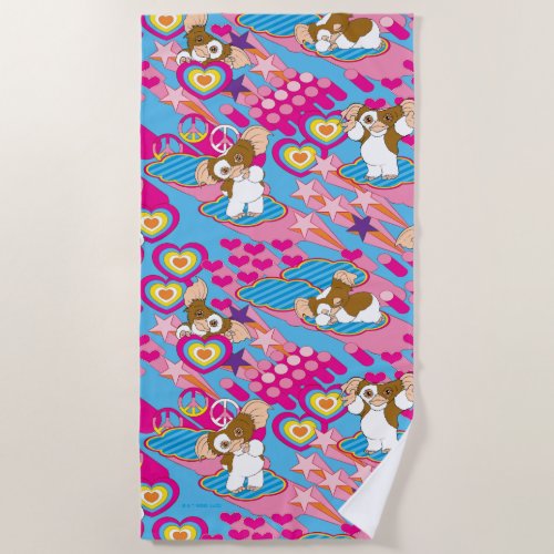 Gizmo  Pink Peace  Love Pattern Beach Towel