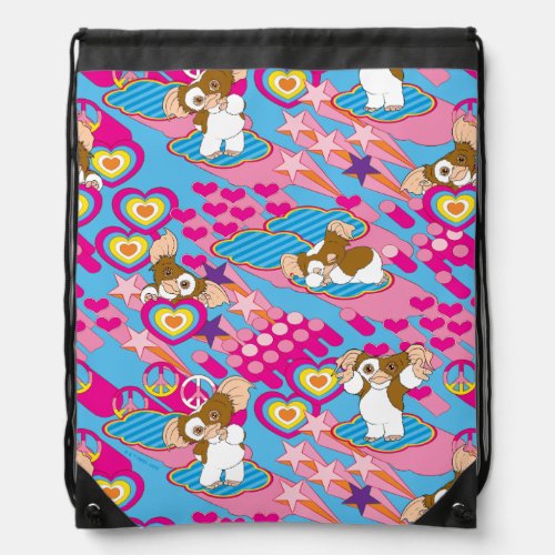 Gizmo  Pink Peace  Love Pattern Drawstring Bag