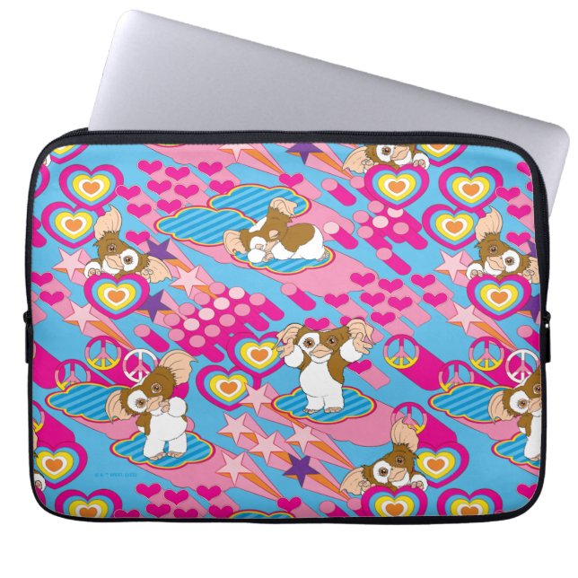 Gizmo | Pink Peace & Love Pattern Laptop Sleeve (Front)