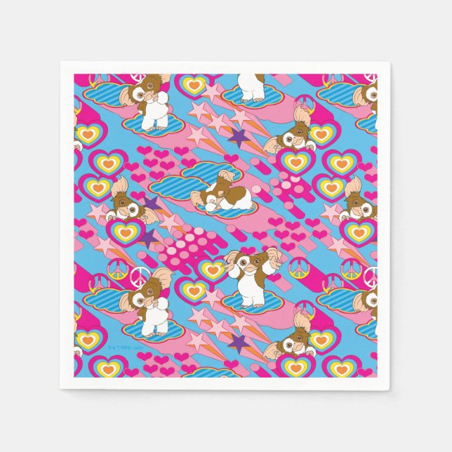 Gizmo | Pink Peace & Love Pattern Napkins (Front)