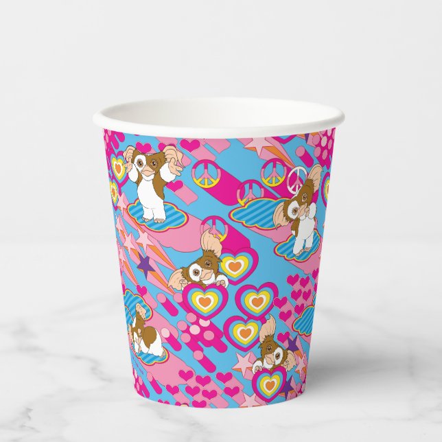 Gizmo | Pink Peace & Love Pattern Paper Cups (Front)