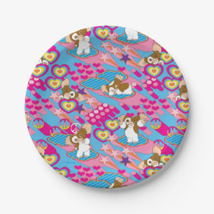 Gizmo   Pink Peace & Love Pattern Paper Plates
