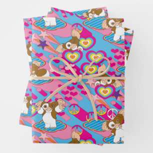 Gizmo   Pink Peace & Love Pattern Wrapping Paper Sheets