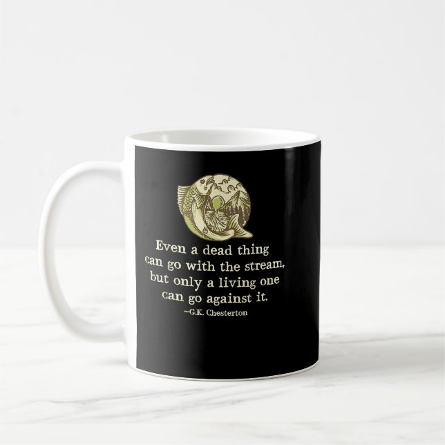 GK Chesterton Quote Catholic Humor Fishing Men Fun Coffee Mug (Left)