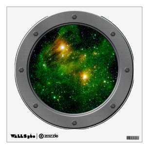 GL490 Green Gas Cloud Nebula Porthole View Wall Decal