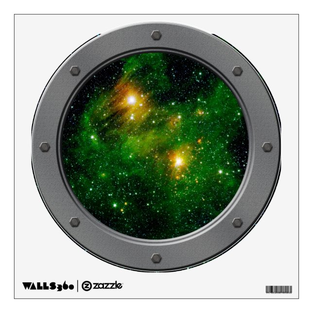 GL490 Green Gas Cloud Nebula Porthole View Wall Decal (Front)