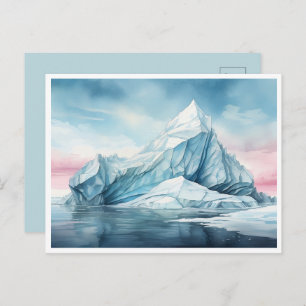 Glacial Beauty, Watercolor Iceberg Postcard