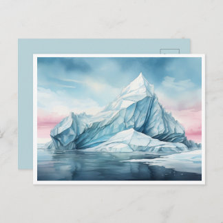 Glacial Beauty, Watercolor Iceberg Postcard
