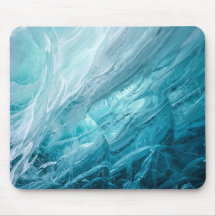 Glacial Blue Ice Abstract Mouse Pad