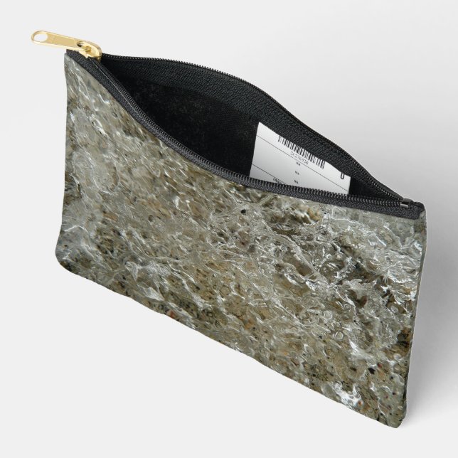 Glacial Ice Abstract Nature Texture Accessory Pouch (Open)