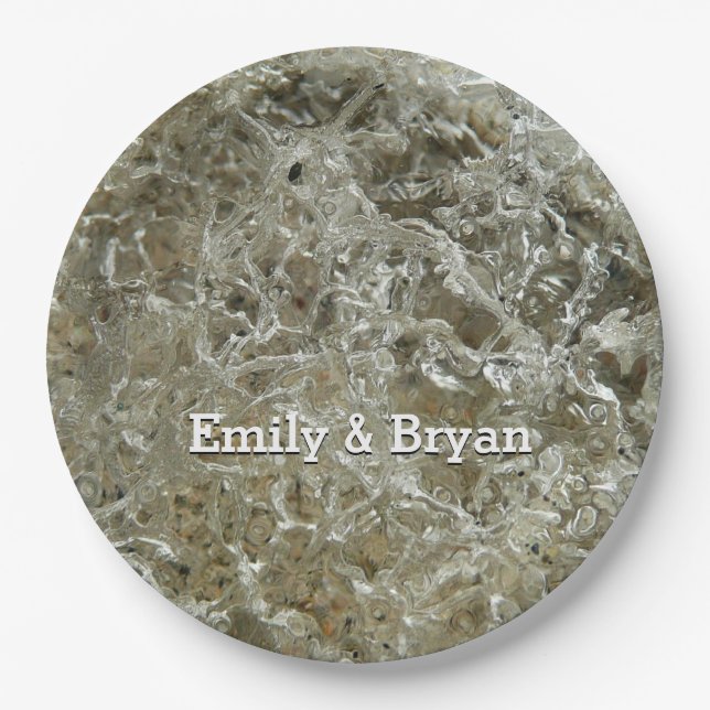 Glacial Ice Abstract Nature Texture Paper Plates (Front)