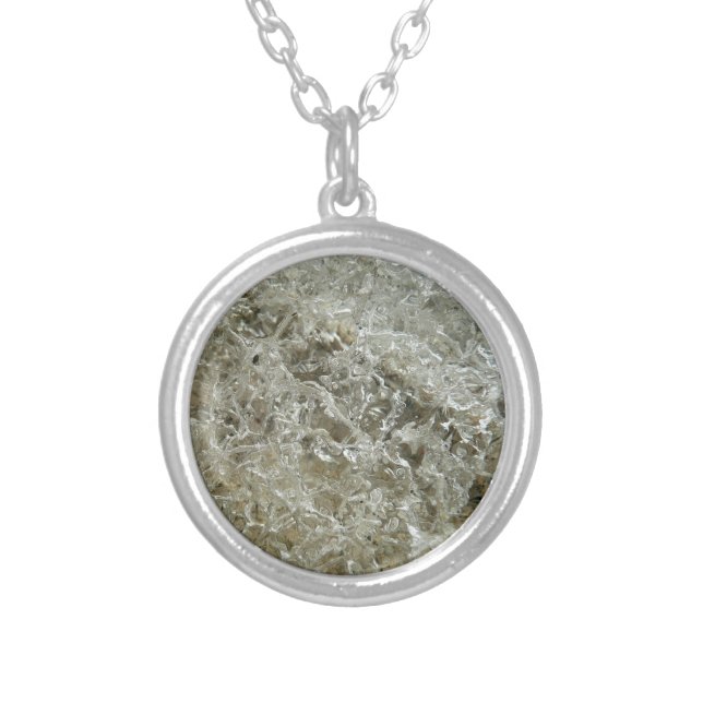 Glacial Ice Abstract Nature Texture Silver Plated Necklace (Front)
