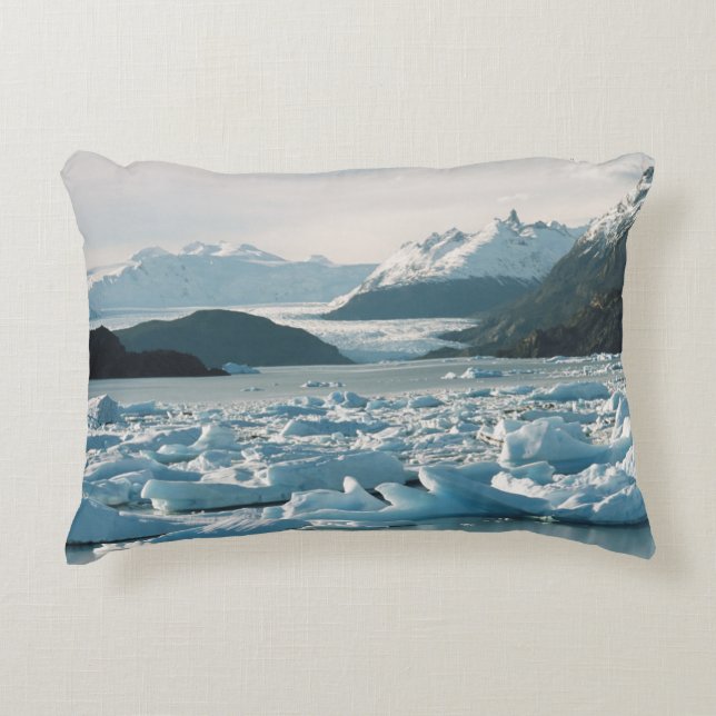 Glacial Icebergs Decorative Pillow (Front)