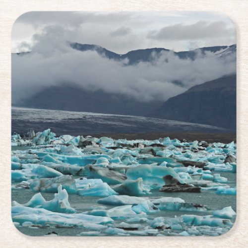 Glacial lake Jokulsarlon _ Iceland Square Paper Coaster
