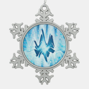 Glacial Lake Snowflake Pewter Christmas Ornament