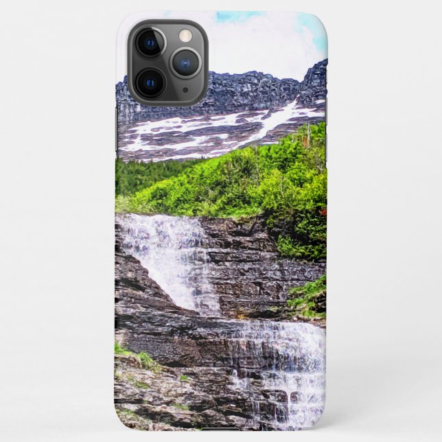 Glacial Melt Waterfalls Rush off Rocky Mountains iPhone Case (Back)