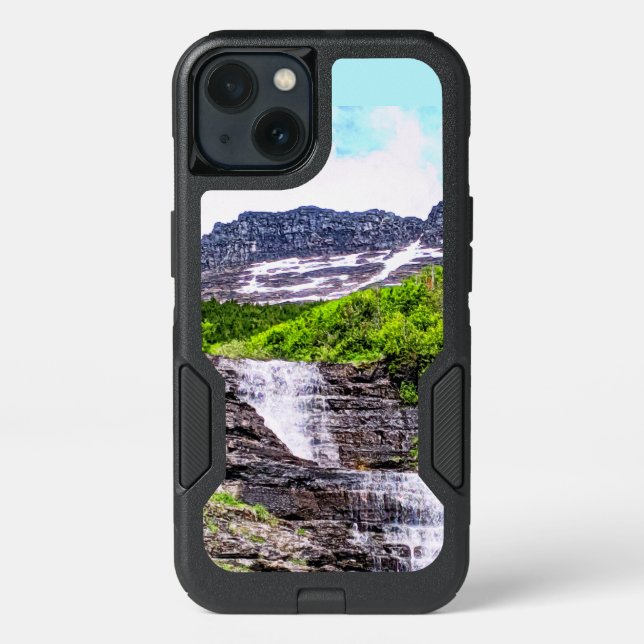 Glacial Melt Waterfalls Rush off Rocky Mountains Otterbox iPhone Case (Back)