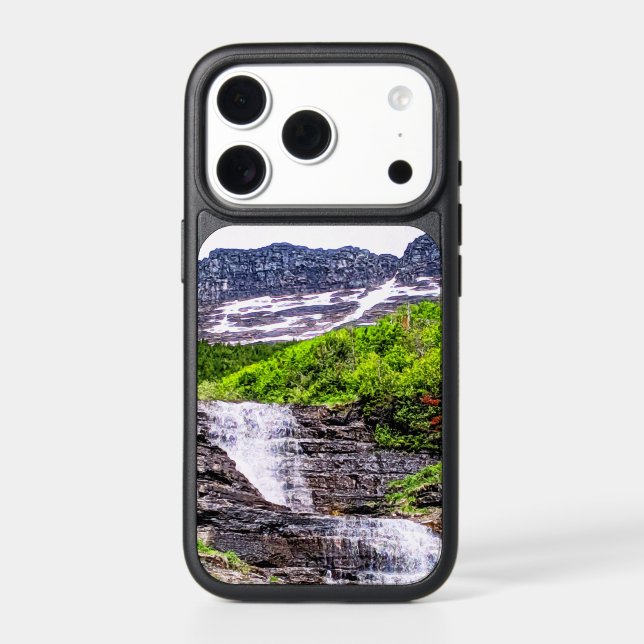 Glacial Melt Waterfalls Rush off Rocky Mountains Otterbox iPhone Case (Back)