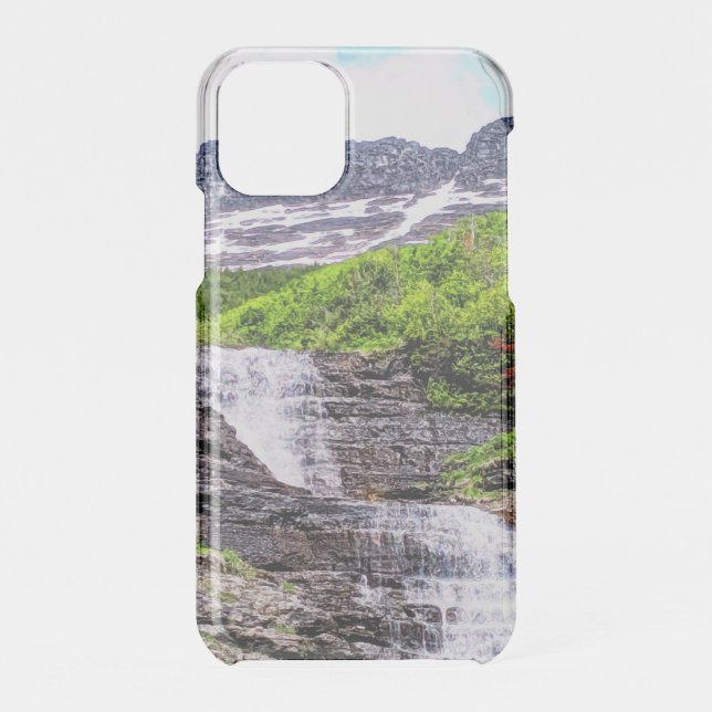 Glacial Melt Waterfalls Rush off Rocky Mountains Uncommon iPhone Case (Back)