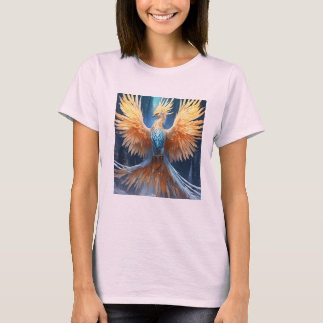 "Glacial Splendor: Majestic Ice Phoenix" T-Shirt (Front)