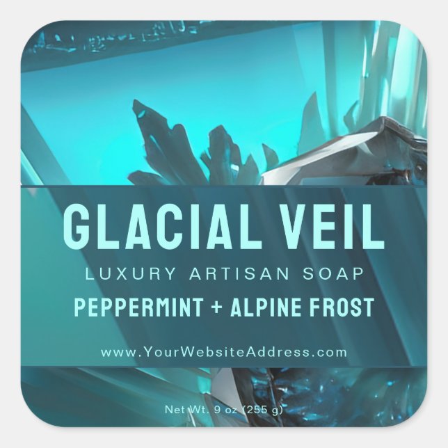 Glacial Turquoise Blue Artisan Product Label (Front)