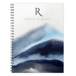 Glacial Watercolor Mountains Painting Monogrammed Notebook