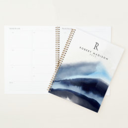 Glacial Watercolor Mountains Painting Monogrammed Planner