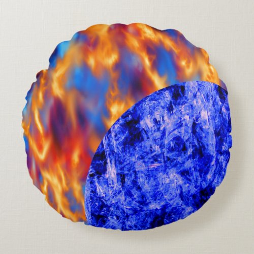 Glaciem et Ignis by Kenneth Yoncich Round Pillow