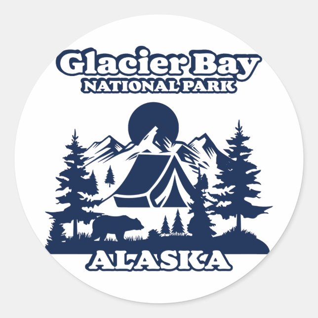 Glacier Bay Alaska Classic Round Sticker (Front)