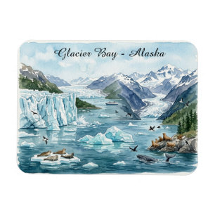 Glacier Bay Alaska National Park Watercolor Magnet