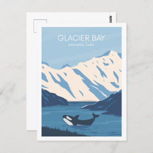 Glacier Bay Alaska USA Travel Place Illustration Postcard