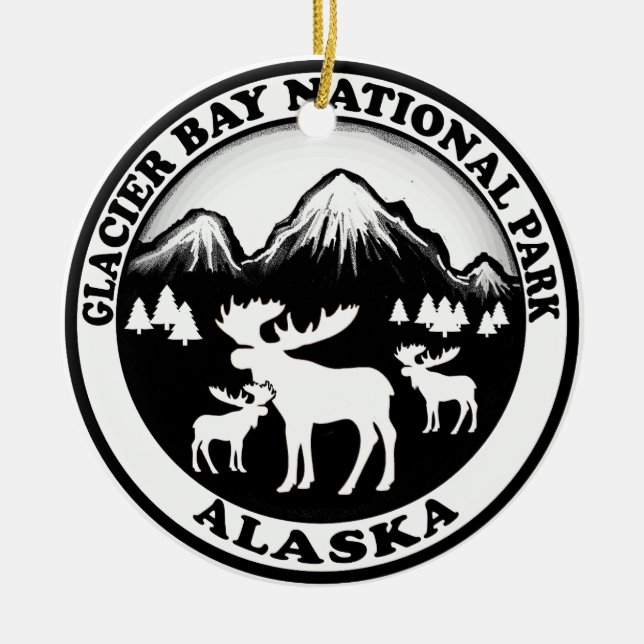 Glacier Bay National Park Alaska moose circle Ceramic Ornament (Front)