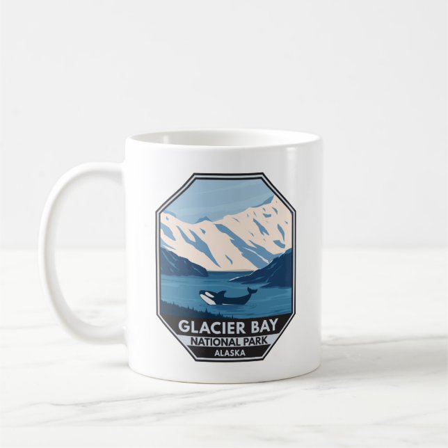 Glacier Bay National Park Alaska Orca Art Vintage Coffee Mug (Left)