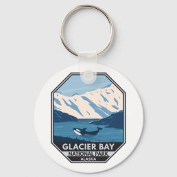Glacier Bay National Park Alaska Orca Art Vintage Keychain
