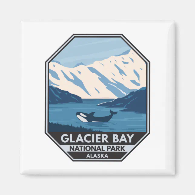 Glacier Bay National Park Alaska Orca Art Vintage Magnet | Zazzle