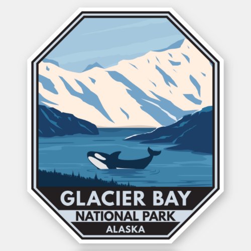 Glacier Bay National Park Alaska Orca Art Vintage Sticker