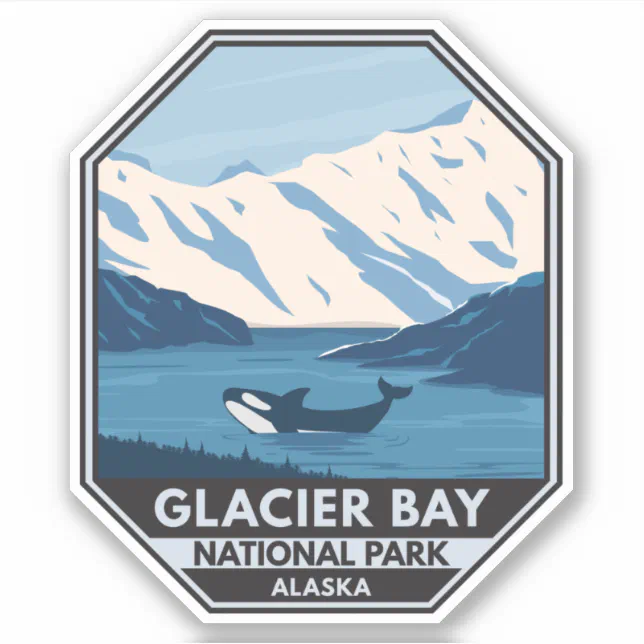 Glacier Bay National Park Alaska Orca Art Vintage Sticker | Zazzle