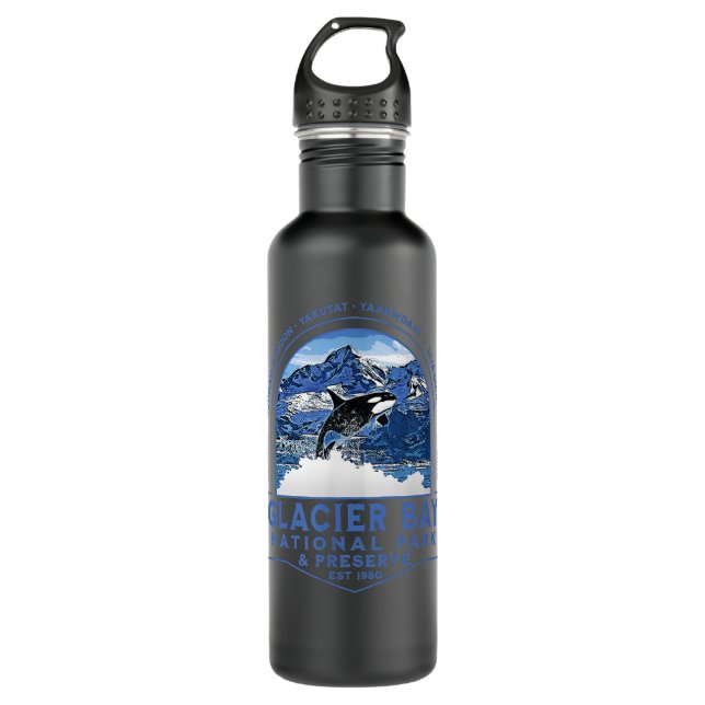 Glacier Bay National Park Alaska Orca Mountains Fi Stainless Steel Water Bottle (Front)
