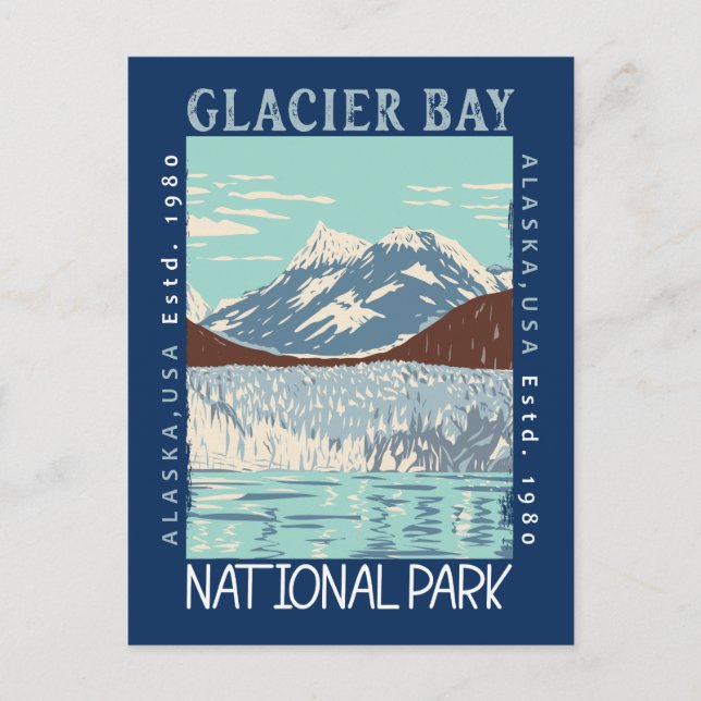 Glacier Bay National Park Alaska Retro Distressed Postcard (Front)