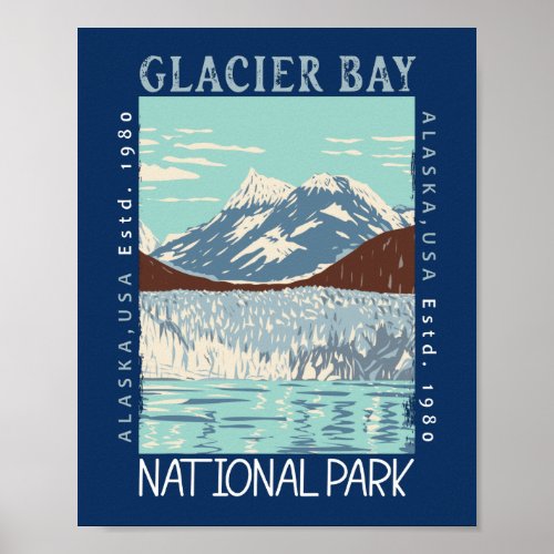 Glacier Bay National Park Alaska Retro Distressed  Poster