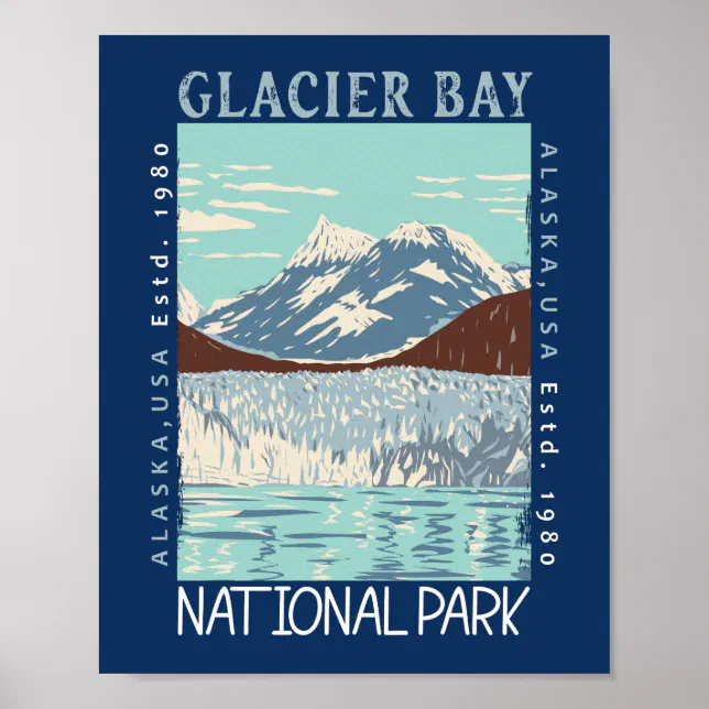Glacier Bay National Park Alaska Retro Distressed Poster | Zazzle