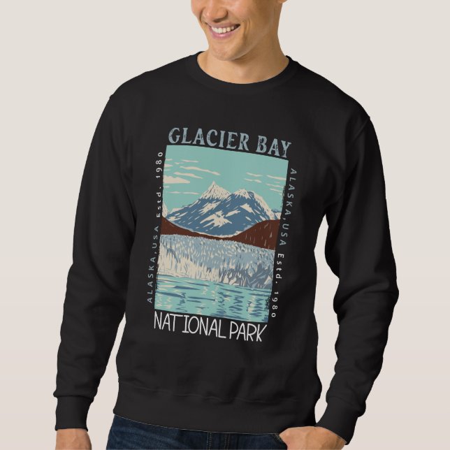 Glacier Bay National Park Alaska Retro Distressed Sweatshirt (Front)