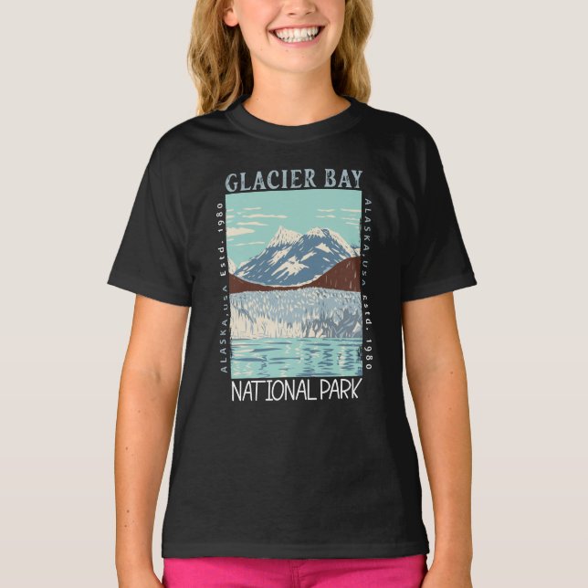 Glacier Bay National Park Alaska Retro Distressed T-Shirt (Front)