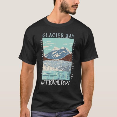 Glacier Bay National Park Alaska Retro Distressed  T_Shirt