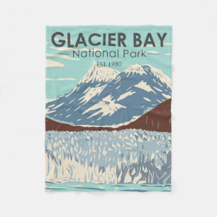 Glacier Bay National Park Alaska Vintage Fleece Blanket