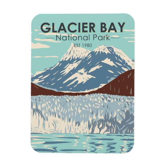 Glacier Bay National Park Alaska Vintage Magnet (Vertical)