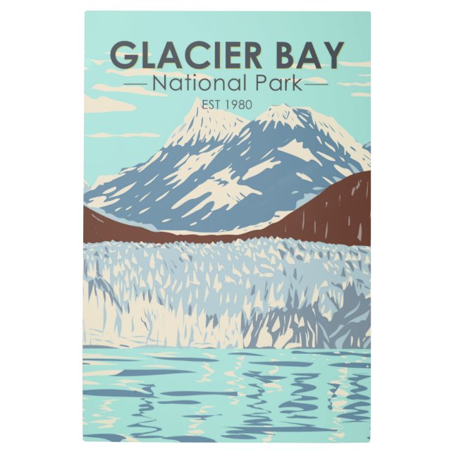 Glacier Bay National Park Alaska Vintage Metal Print (Front)