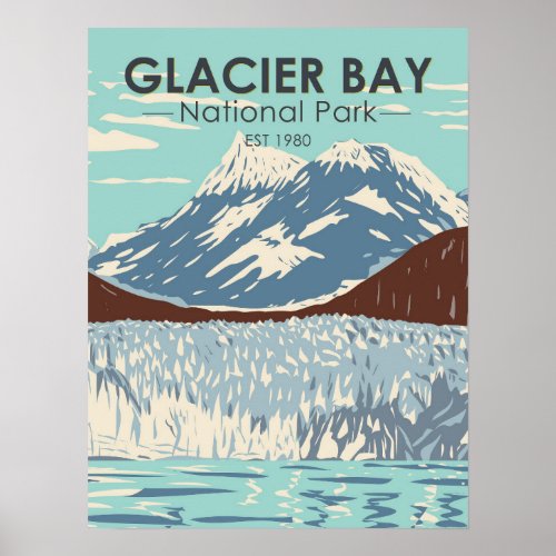 Glacier Bay National Park Alaska Vintage Poster