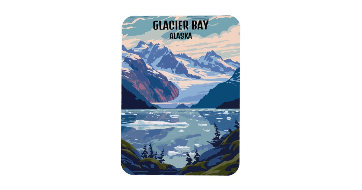 Glacier Bay National Park Alaska Vintage Travel Magnet | Zazzle
